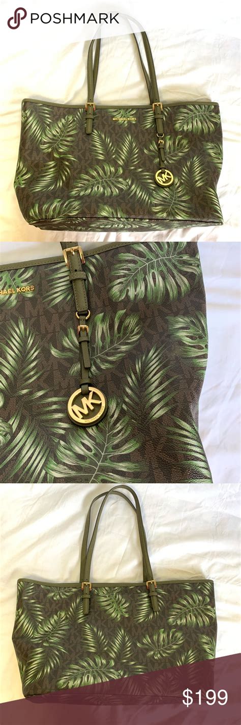 michael kors palm tree bag|Michael Kors leather tote.